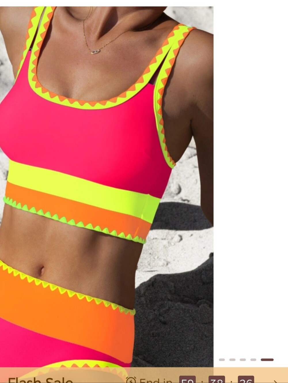 Women’s Neon Pink High-Waist Swim Set NWT - Picture 3 of 6
